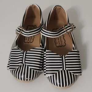 Chic Striped Black and White Kids Dress Shoes